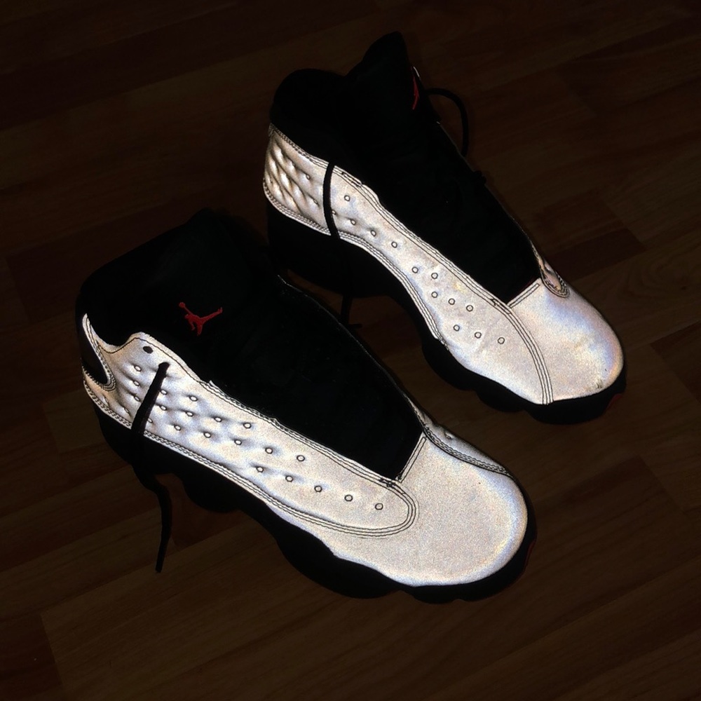 Jordan 13 retro reflective silver shoes